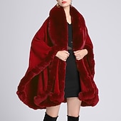billige Sjaler &amp; Innpakninger-Pelssjal Sjale Sjal til kvinner Elegant Hold Varm Ermeløs Fuskepels Bryllup Wrap Med Ren Farge Til Bryllup Høst vinter