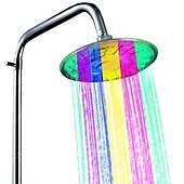 cheap Rain Shower-Rainbow 2 Modes LED Overhead Shower Head, 8 inch Round Rainfall Shower Head with Glow Light,  7 Color Automatically Changing Shower Top Head, Shower Bathroom Accessories