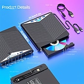 abordables Cables y adaptadores-Reproductores de cd/dvd externos con 4 usb con luces led para ordenadores personales, reproductores de cd/dvd. Lector de tarjetas extensor multifunción tipo c para windows/liunx/mac os/para mac