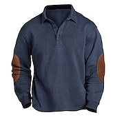 cheap Men&#039;s Classic Polo-Men&#039;s Corduroy Shirt Button Up Polos Casual Sports Lapel Long Sleeve Fashion Basic Color Block Patchwork Button Spring Fall &amp; Winter Regular Fit Army Green Navy Blue Brown Gray Corduroy Shirt