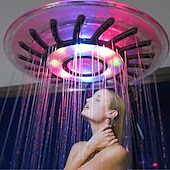 cheap Rain Shower-Rainbow 2 Modes LED Overhead Shower Head, 8 inch Round Rainfall Shower Head with Glow Light,  7 Color Automatically Changing Shower Top Head, Shower Bathroom Accessories
