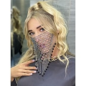 お買い得  マスク-メタリック 光沢タイプ セクシー マスク シアーメッシュラインストーン ディスコ 男性用 女性用 パーティー クラブ プライドパレード 成人 マスク オールシーズン