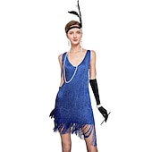 levne oblečení-Retro Řvoucí 20s 20. léta 20. století Bubenové šaty Úbory Sada příslušenství Velký Gatsby Svatební host Flitry Třásně Flitry Třásně Do V Dámské předvečer Všech svatých Karneval Plesová maškaráda
