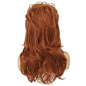 cheap Historical Wigs-80s Women Mullet Wig Long Wavy Ginger Bouffant Synthetic Hair wigs for Married Housewife Vintage Costume or Carnival Party Halloween Wigs