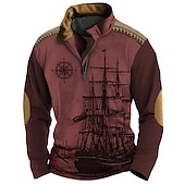 economico Felpe 3D da uomo-Per uomo Navy Felpe Felpa Felpa con zip Maglione Manica lunga Felpa Chiusura lampo quarto Giornaliero Classico Informale Stampa 3D Per eventi Per uscire Abbigliamento di strada Stampa Primavera