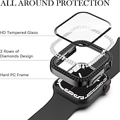 baratos Capa Smartwatch-2 por Pacote Estojo de relógio com protetor de tela Compatível com Apple Watch Series 8 7 41mm 45mm / Series 6 5 4 SE 40mm 44mm / Series 3 2 1 38mm 42mm Resistente a riscos Bling Diamond Limpar HD