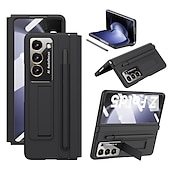 cheap Samsung Cases-Phone Case For Samsung Galaxy Z Fold 6 Z Fold 5 Z Fold 4 Back Cover with Stand Holder with Screen Protector with S Pen Solid Color PC PU Leather
