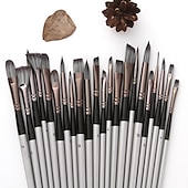 cheap Art &amp; Painting Supplies-Art 24 Pieces Paint Brush Set Enhanced Synthetic Brush Set with Cloth Roll and Palette Knife for Acrylic, Oil, Water