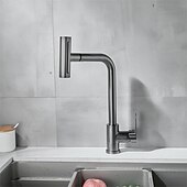 cheap Pullout Spray-Waterfall Kitchen Faucet, 2023 Latest Centerset Faucet for Kitchen Sink, 3 in 1 Multi-functional Single Handle One Hole Pull out Cylinder Spout Kitchen Taps, Ceramic Valve Insides