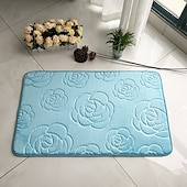 preiswerte Läufer und Teppiche-1 Stück Badvorleger, Rosenblüten-Muster, Badezimmer-Badematte, Flanell, rutschfester Teppich, Badewannen-Bodenteppich, Duschraum-Fußmatte, Memory-Schaum-Matte, waschbarer Teppich