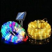 cheap Waterproof Strip Lights-1 Pack Solar Rope Lights Outdoor Waterproof LED String Lights, Garland Fairy Garden Light Strings, Outdoor Christmas Halloween Wedding Party Decor, 7M-50Led/12M-100Led/20M-200Led/30M-300Led
