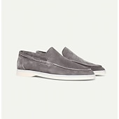 abordables Chaussures sans lacets &amp; mocassins-mocassins pour hommes en daim bleu clair avec semelle blanche confortable - parfaits pour une tenue décontractée et estivale