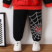 billiga Pojkens 3D-djur-Pojkar 3D SPIDER Huvtröja &amp; träningsbyxor Set Set Långärmad 3d-utskrivning Höst Vinter Aktiv Mode Häftig Barn 3-12 år Utomhus Semester Gata Normal