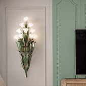 baratos Candeeiros de Parede de interior-arandelas de parede design de flores g4 * 6 luminária de cabeceira led com iluminação de vaidade de vidro de metal lâmpadas de parede de metal para corredor de quarto 110-240v