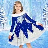 billiga 3D Cartoon Dresser-flickor 3d-klänning långärmad 3d-utskrift höst vintersport &amp; utomhusdaglig semester söt ledig vackra barn 3-12 år ledig klänning svängklänning en linje klänning ovan knä polyester vanlig