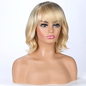 abordables perruque plus âgée-Perruques blondes en mélange de cheveux humains pour femmes et femmes, perruque de cheveux naturels ombrés, légère/respirante/racine foncée (couleur r27)
