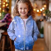 abordables Vision 3D de la Fille &amp; Éclat-Fille 3D Dégradé de Couleur Pull à Capuche de Noël Sweat à capuche Manteau Rose manche longue 3D effet Automne Hiver Actif Mode Le style mignon Enfants 3-12 ans 4-12 ans Extérieur Casual du quotidien