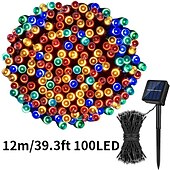 economico Striscie luci ad energia solare-1 stringa di luci solari per esterni - 8 modalità di luce decorativa da giardino, illuminazione notturna d&#039;atmosfera per balconi esterni, decorazioni per Natale, Halloween, San Valentino e feste