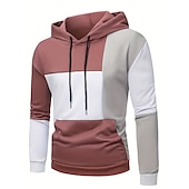 billiga bashuvtröjor för män-Herr Huvtröja Svart Rodnande Rosa Armégrön Blå Huva Färgblock Ficka Sport &amp; Utomhus Dagligen Helgdag Streetwear Häftig Ledigt Vår &amp; Höst Kläder Pull Tröjor
