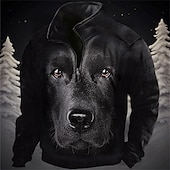 Недорогие Мужские 3D Толстовки-Муж. Животное С собакой Графические принты Толстовки Толстовка Натяни Толстовка с капюшоном на молнии Длинный рукав Толстовка Воротник-стойка Повседневные На каждый день Винтаж Ретро 3D печать