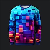 billiga 3D-tröjor för män-Herr Grafisk Geometrisk Tröjor Pullover-tröja Långärmad Tröja Rund hals Mode Dagligen Ledigt 3D-tryck Semester Helgdag Utekväll Mönster Vår &amp; Höst