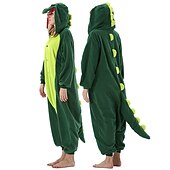 billige pars halloween-kostymer-sett med flanell onesie kigurumi pyjamas søte matchende klo tøfler barns voksne dinosaur morsomme pyjamas cosplay kostyme for unisex jul dyr nattøy tegneserie hjemmeklær