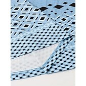 billige Strikke kjoler-kvinners fritidskjole midikjole blå rosa grå langermet geometrisk trykk print vinter høst turtleneck basic casual høstkjole 2023 s m l xl xxl 3xl 4xl 5xl