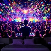 preiswerte Blacklight -Wandteppiche-Schwarzlicht-Wandteppich, UV-reaktiv, leuchtet im Dunkeln, Party, Neon, Trippy, Misty Bar, Konzert, Wandteppich, Wandbild für Wohnzimmer, Schlafzimmer
