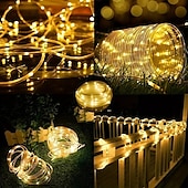 cheap Solar String Lights-Solar Rope Lights Outdoor Waterproof with Remote Control, 50M-500Led/100M-1000Led Solar String Light, 8 Modes, Extra Long Fairy Lights with Timer Solar Tube, Suitable for Garden Terrace, Courtyard