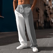cheap Sweatpants-Men&#039;s Sweatpants Joggers Trousers Straight Leg Sweatpants Pleated Pants Patchwork Drawstring Elastic Waist Color Block Comfort Breathable Casual Daily Holiday Sports Fashion Black Blue
