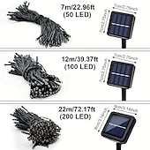 economico Striscie luci ad energia solare-1 stringa di luci solari per esterni - 8 modalità di luce decorativa da giardino, illuminazione notturna d&#039;atmosfera per balconi esterni, decorazioni per Natale, Halloween, San Valentino e feste