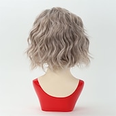 economico parrucca più vecchia-parrucca bob ondulata corta grigio scuro parrucca bob bionda riccia per le donne lunghezza del mento parte laterale parrucche ondulate per ragazze parrucca di capelli corti dall&#039;aspetto naturale per