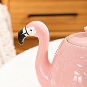 tanie Nowinki w kategorii Akcesoria do napojów-Czajniczek Flamingo - ceramiczny doniczka na herbatę, kawę i wodę - prezent z białej porcelany kostnej do degustacji herbaty i prezentów