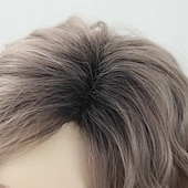 economico parrucca più vecchia-parrucca bob ondulata corta grigio scuro parrucca bob bionda riccia per le donne lunghezza del mento parte laterale parrucche ondulate per ragazze parrucca di capelli corti dall&#039;aspetto naturale per