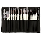 cheap Art &amp; Painting Supplies-Art 24 Pieces Paint Brush Set Enhanced Synthetic Brush Set with Cloth Roll and Palette Knife for Acrylic, Oil, Water