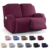 cheap Recliner Chair Cover-Loveseat 3 Seater Burgundy Recliner Covers Cover for Large Reclining Chair Slipcover Seat Reversible Washable Protector with Elastic Adjustable Straps for Kids Pets