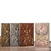cheap Notebooks &amp; Planners-8 Types Embossed Leather Journal Diary Business Notebook  Agenda Antique Handmade Relief Notebook Phoenix Immortal Bird Travel Notebook Agenda Book Gift for Friends Size A5 (8.4x5x0.7 Inches)