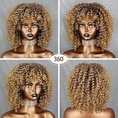 billige Parykker av topp kvalitet-myk og stilig 14 tommers blond afro krøllet parykk for kvinner - perfekt for 70-tallet og kinky krøllete hår - syntetisk fibermateriale for langvarig bruk