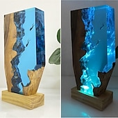 cheap Table Lamps-Resin Night Light Scuba Diving Deep Sea Exploration Colorful Wooden Lamp Free Diving Unique Decorative Gift Christmas Gift 15cm/20cm