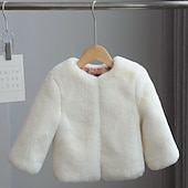 voordelige Meisjes Nepbont Jassen-Kinderen Voor meisjes Jas van imitatiebont Kinder winterjas Actief School jas bovenkleding 3-10 jaar Lente Zwart Wit Blozend Roze