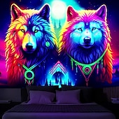 billige Blacklight -billedvev-blacklight billedvev uv reaktiv glød i mørket glød party neon trippy tåkete ulver dyr hengende billedvev veggkunst veggmaleri for stue soverom