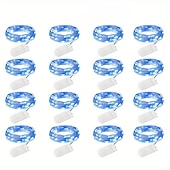 economico Striscie luci a batteria-elegante festa di ricevimento di nozze 16 confezioni luci fatate a led a batteria luci a stringa filo d&#039;argento impermeabile 7 piedi 20 led lucciola luci stellate lunari per fai da te festa di nozze