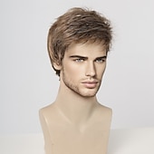 economico Parrucche uomo-Parrucche sintetiche Uniformi Costumi di carriera Da principessa Kinky liscia Parte di mezzo Taglio scalato A macchina Parrucca 8&quot; Cenere marrone Capelli sintetici Per uomo Cosplay Feste Di tendenza