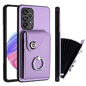 cheap Samsung Cases-Phone Case For Samsung Galaxy S24 S23 S22 S21 S20 Ultra Plus FE A54 A34 A14 S25 Ultra Wallet Case Ring Holder Card Slot Shockproof Solid Color TPU PU Leather
