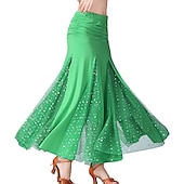 abordables Tenues de danse de salon-Danse de Salon Jupes Imprimé Couleur Pure Fantaisie Femme Utilisation Entraînement Taille haute Polyester