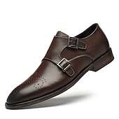 abordables Officiel-hommes mocassins habillés et slip-ons richelieu chaussures de moine affaires britannique gentleman bureau et carrière fête et soirée chaussures en cuir noir marron printemps automne
