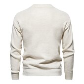 お買い得  男性用プルオーバーセーター-メンズ アイリッシュ プルオーバー セーター プルオーバー リブ編み ケーブルニット チュニック ニット ベーシック 無地 プレーンカラー クルーネック 保温 モダン コンテンポラリー デイリーウェア 外出着 アパレル ビショップ
