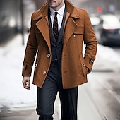 preiswerte Herren-Blazer &amp; -Anzüge-Herren Wintermantel Wollmantel Trenchcoat Outdoor Freizeitskleidung Herbst Winter Wollen warm Windbreaker Oberbekleidung Bekleidung Modisch Strassenmode Glatt Tasche Kargen Einreihiger Verschluss