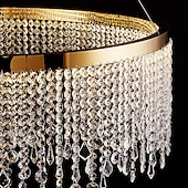 preiswerte Kronleuchter-Deckenleuchten, moderne LED-Kronleuchterlampe, moderner Kristallkronleuchter, kompatibel mit Wohnzimmer, goldene runde Kristalllampe, luxuriöse Wohndekorleuchte, LED-Hängeleuchte, moderne