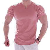 お買い得  メンズ アクティブ T シャツ &amp; タンクトップ-男性用 Tシャツ ジムシャツ コンプレッション・シャツ トレーニングシャツ Ｖネック 半袖 訓練 ストリート フィットネス カジュアル／普段着 ジム用 速乾性 高いストレッチ性 吸汗性 ソフト 平織り ブラック ホワイト アクティブウェア スポーツ ベーシック
